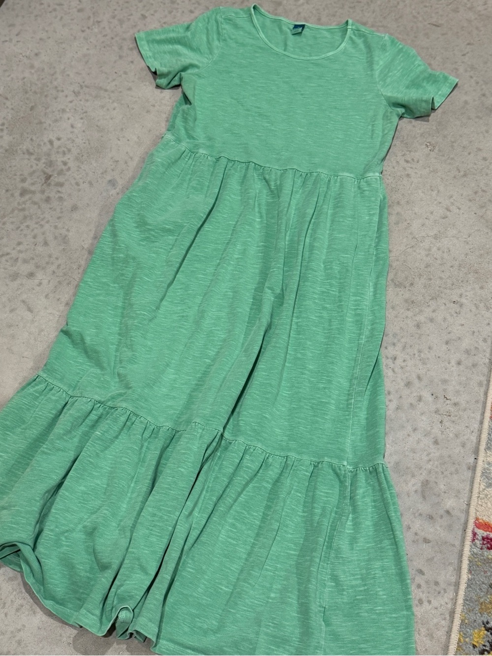 Girls' Green Tiered Knit Dress